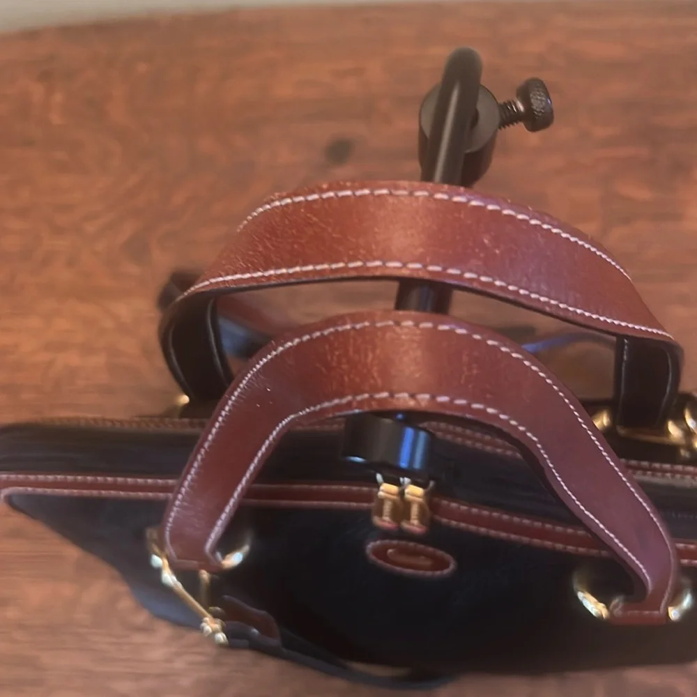 Bally Vintage Black and Brown Pebbled Leather Satchel with Shoulder Strap - Picture 3 of 15